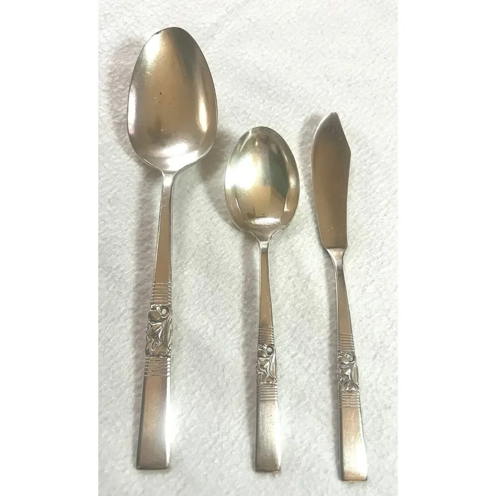 1948 Oneida Community Silverplate MORNING STAR 45 Piece Flatware Set + Serving